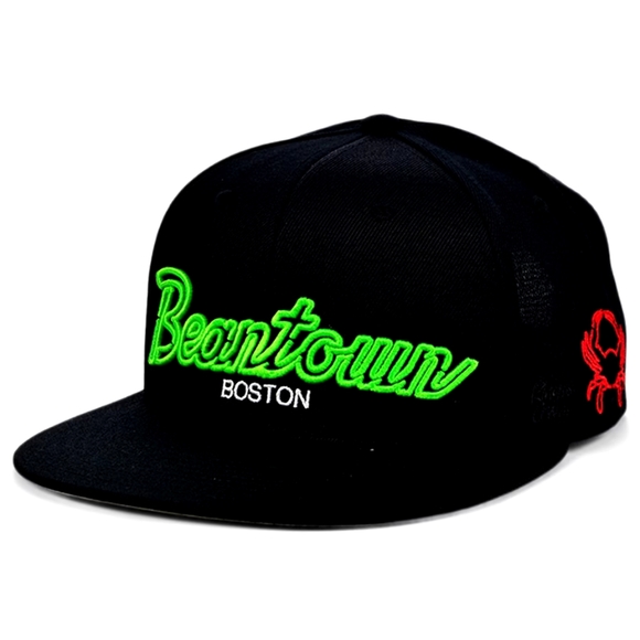 Rings & Crwns Other - Boston Neon City Lights Rings & Crwns Black Snapback Adjustable Hat